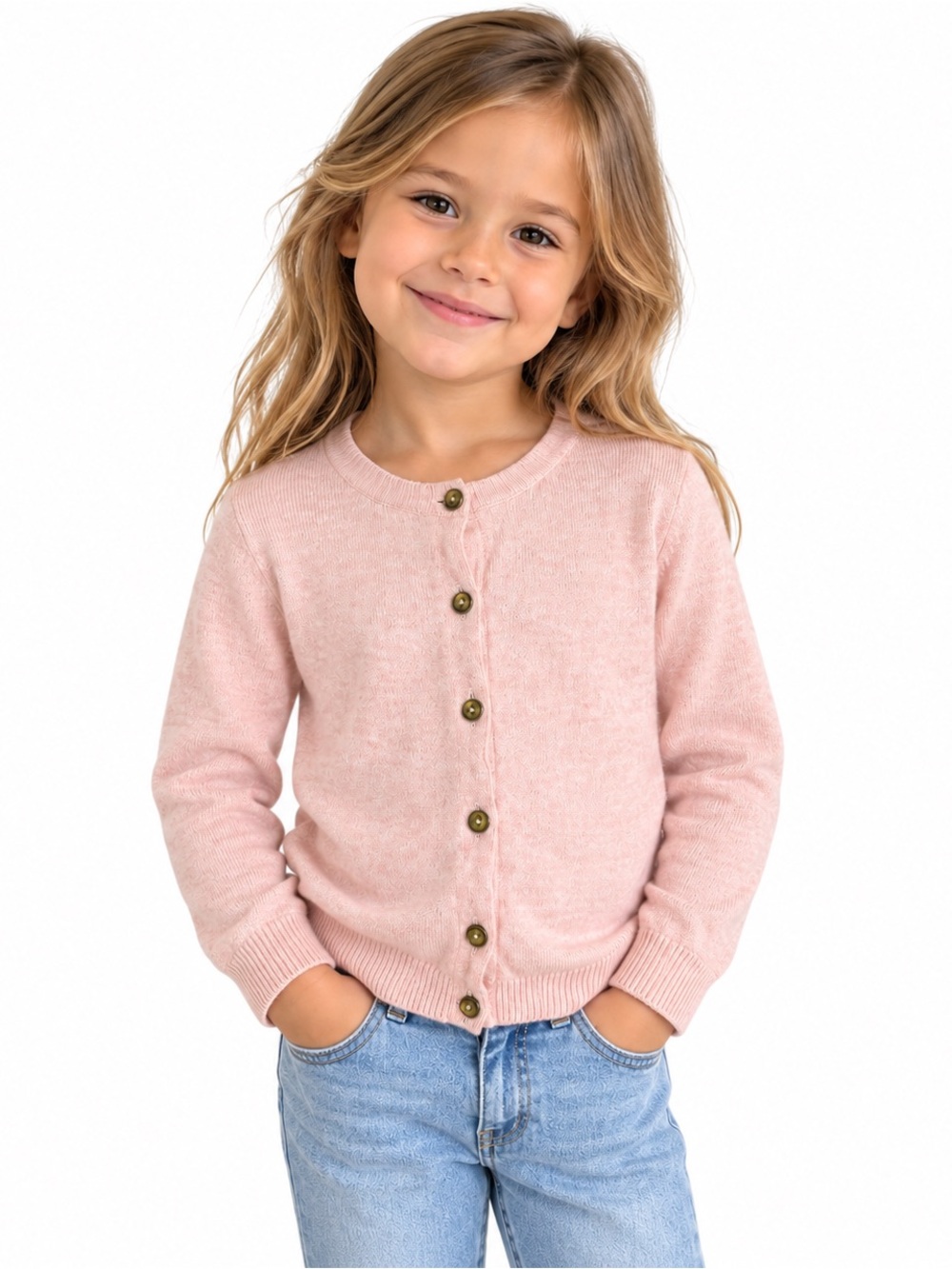 H&M Girls Pink Button-Up Cardigan Size 3-4Y